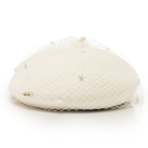 Beret - Claar - white with veil